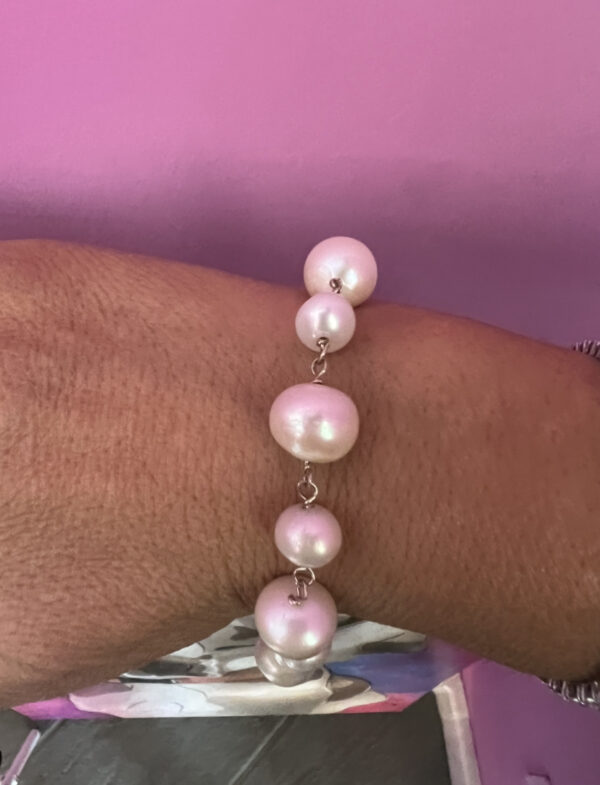 925 sterling silver bracelet with semi-round white cultured pearls