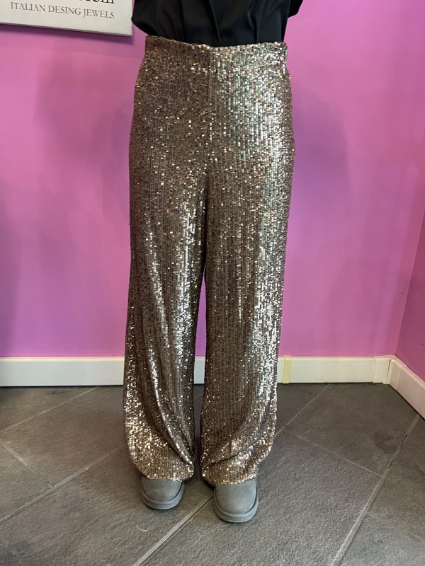 NICE- palazzo pants - caramel paillettes and lined