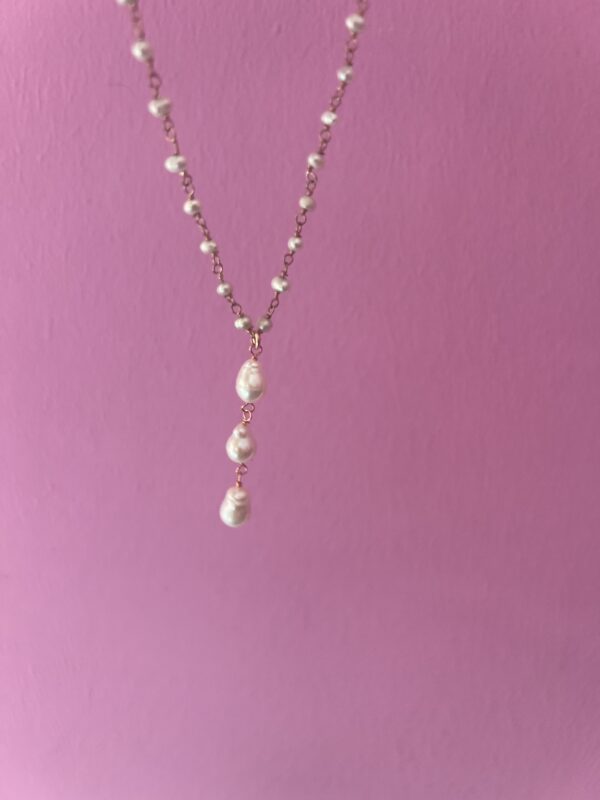 Delziosa Necklace - collier 925 rose gold silver with pearls and 3 pearls pendant - Image 2