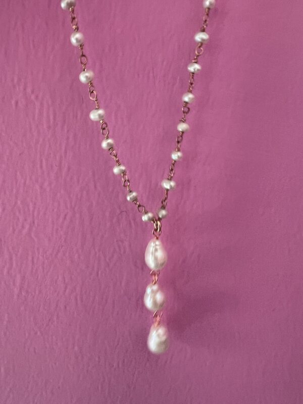 Delziosa Necklace - collier 925 rose gold silver with pearls and 3 pearls pendant - Image 5