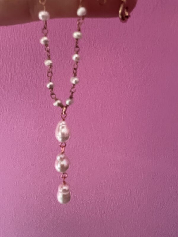 Delziosa Necklace - collier 925 rose gold silver with pearls and 3 pearls pendant - Image 7