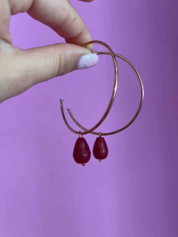 Earrings in circle and ruby jade - Image 3