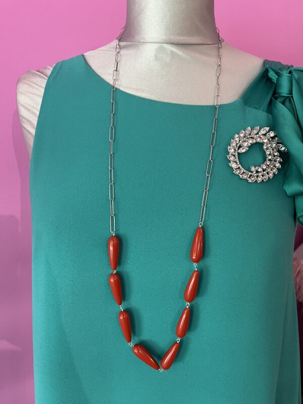 Necklace with drops of red coral paste - Image 3