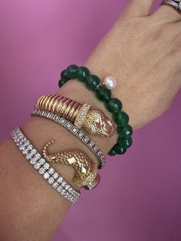 Bracciale Bisette - Agata verde  sfere con charm