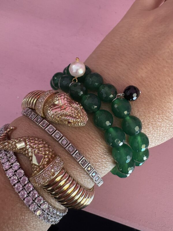 Bracciale Bisette - Agata verde  sfere con charm - immagine 8