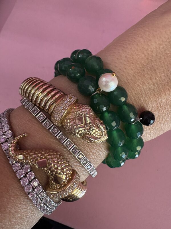 Bracciale Bisette - Agata verde  sfere con charm - immagine 10