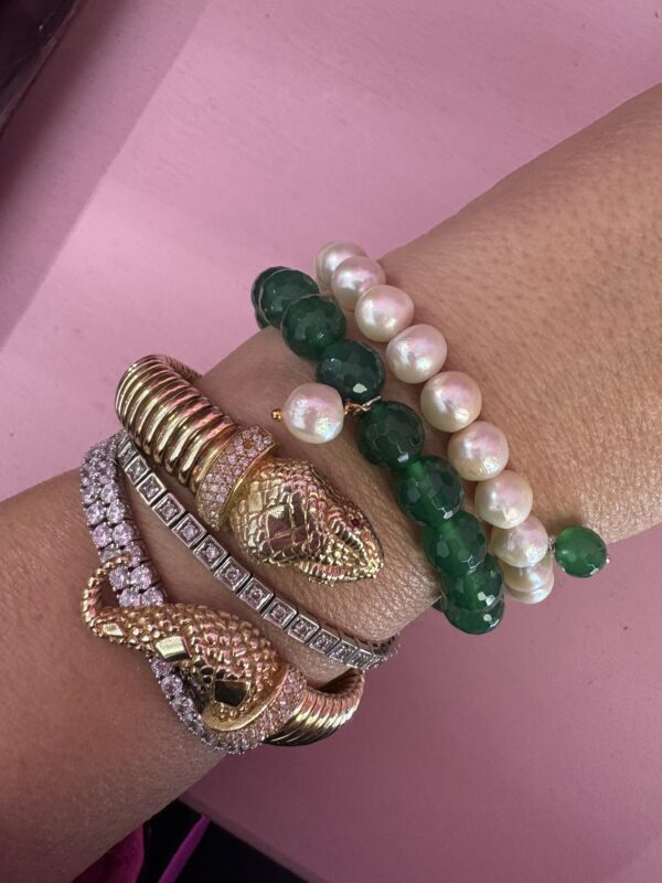 Bracciale Bisette - Agata verde  sfere con charm - immagine 9