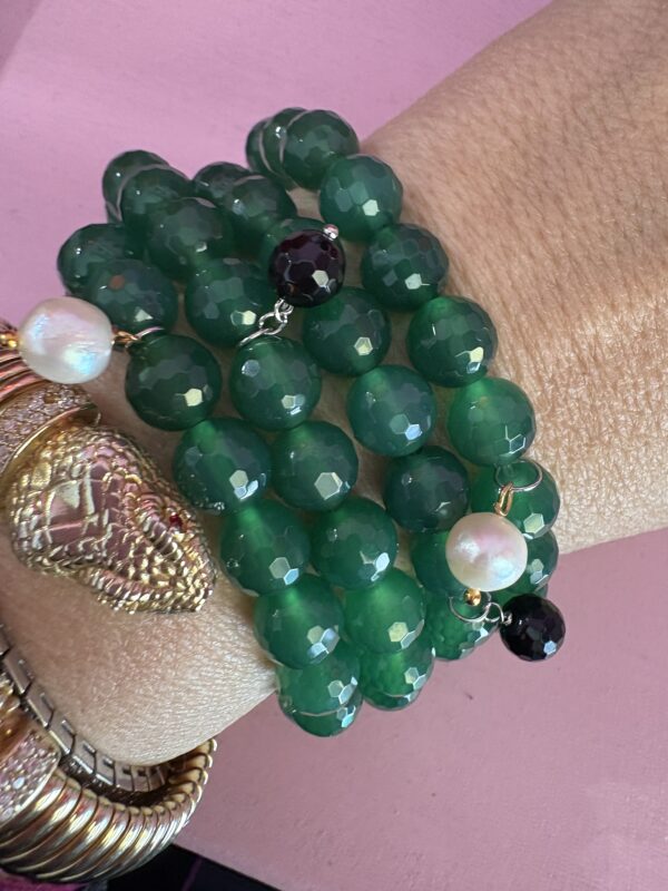 Bracciale Bisette - Agata verde  sfere con charm - immagine 12