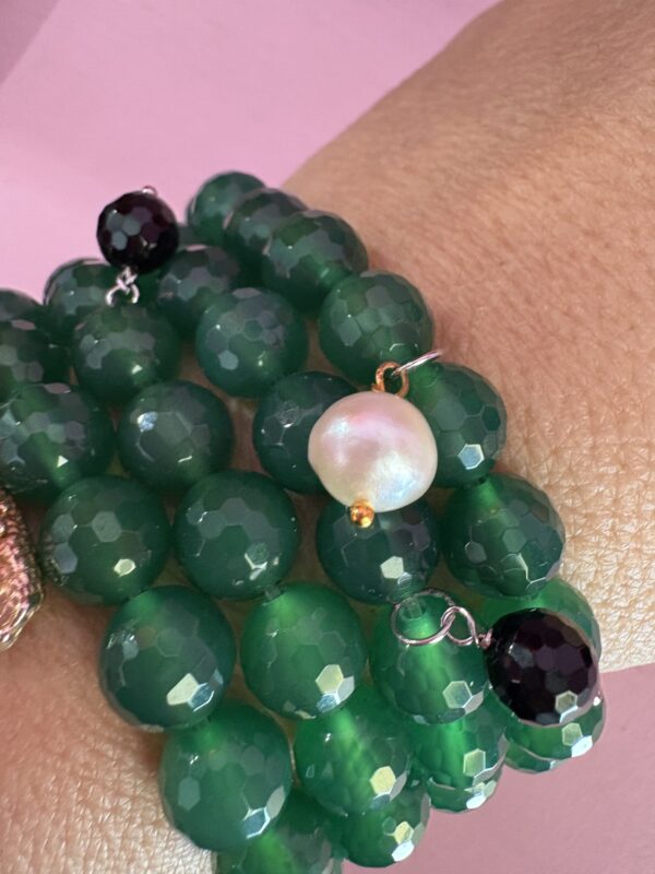 Bracciale Bisette - Agata verde  sfere con charm - immagine 13