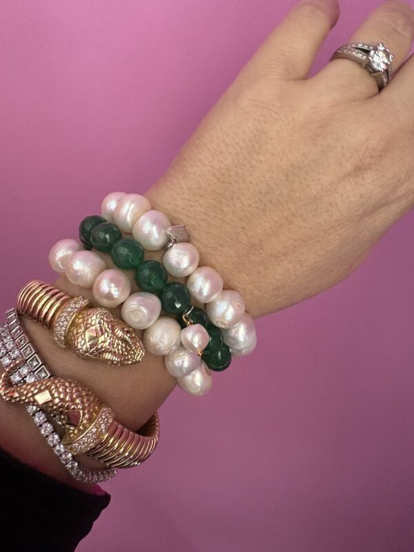 Bracciale Bisette - Agata verde  sfere con charm - immagine 14