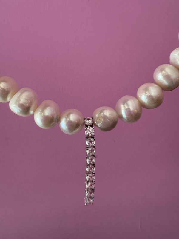 INCANTEVOLE Luxury CHOCKER - 1 row white pearls with 925 silver tennis - Image 3