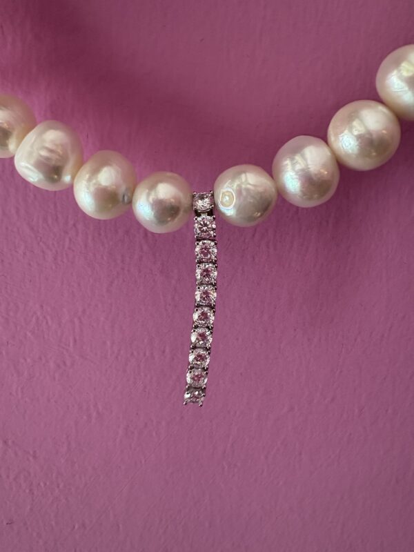 INCANTEVOLE Luxury CHOCKER - 1 row white pearls with 925 silver tennis - Image 4