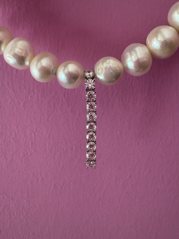 INCANTEVOLE Luxury CHOCKER - 1 row white pearls with 925 silver tennis