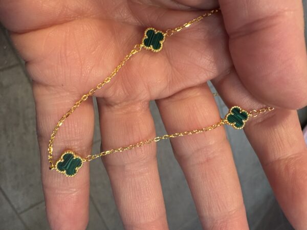 QUADRIFOGLI-  collana argento oro giallo madreperla verde - immagine 7