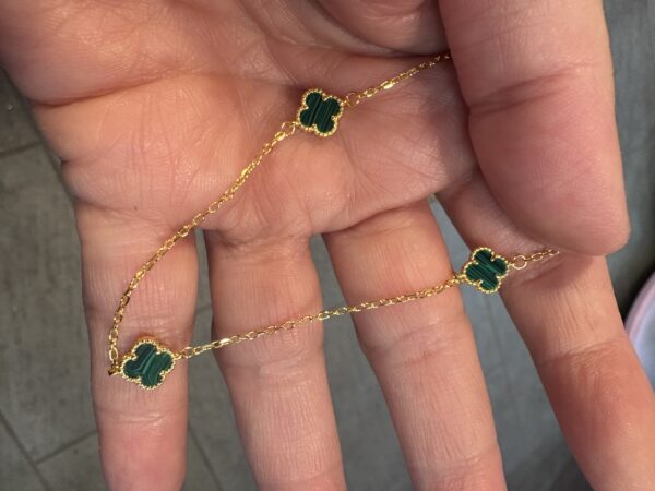 QUADRIFOGLI-  collana argento oro giallo madreperla verde - immagine 6