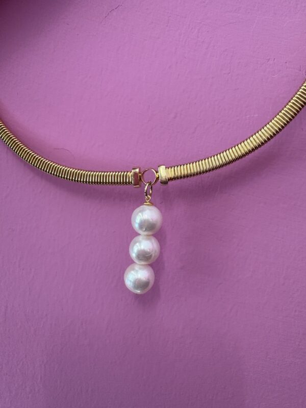 Collier Slim  Tubogas with 3 pearls - Image 2