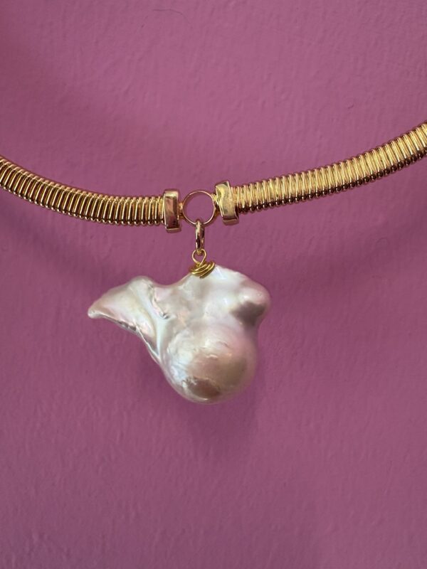 Collier Slim  Tubogas with big baroque pearl - Image 6